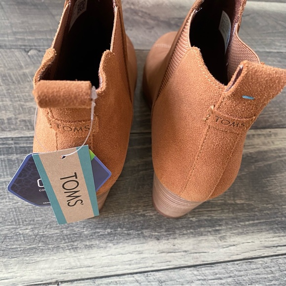 NWT Toms Suede Booties Kelsey Tan Oiled Nubuck Leather Wedges Classic Size 11 - Picture 7 of 15
